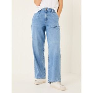 FatFace Ginger Wide Leg Jeans - Vintage Blue High Waist Rigid Denim - US 4R